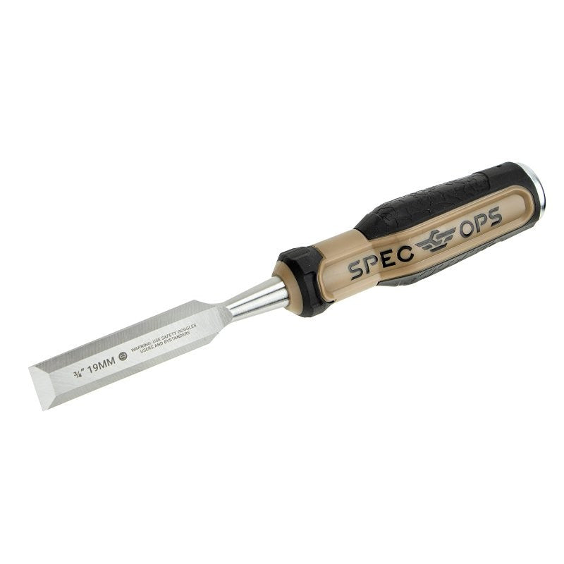 Spec Ops SPEC-C1-34 Bevel Edge Chisel, 3/4 in Tip, 9-1/8 in OAL, HCS Blade, Shock-Absorbing Handle