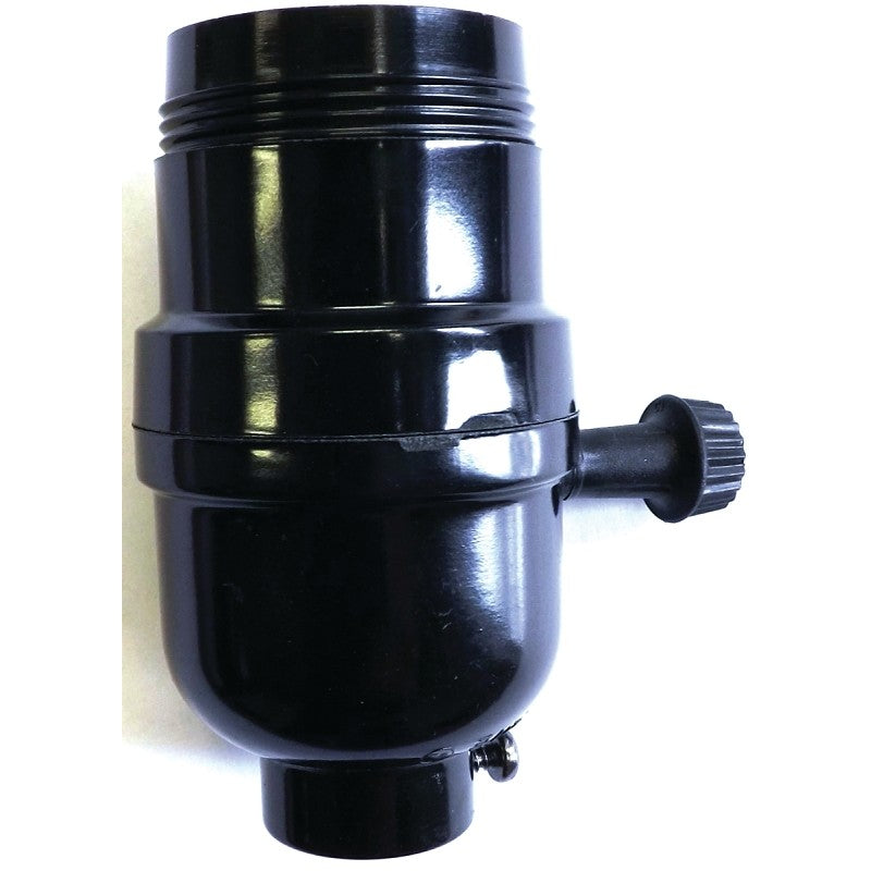 Jandorf 60545 On/Off Turn Knob Lamp Socket, 1/2 Threaded Top Dimensions, 250 V, 250 W, Phenolic Housing Material, Black