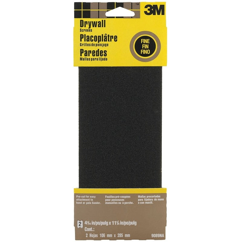 3M 9089 Sanding Screen, 11 in L, 4-3/8 in W, 120 Grit, Fine, Silicone Carbide Abrasive, Cloth Backing