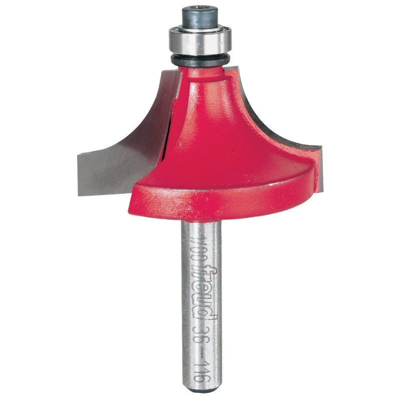 Freud 36-116 Series Router Bit, 3/8 in Dia, 1-1/2 in Dia Cutter, 2-1/2 in OAL, 1/4 in Dia Shank, 4-Cutter, Carbide