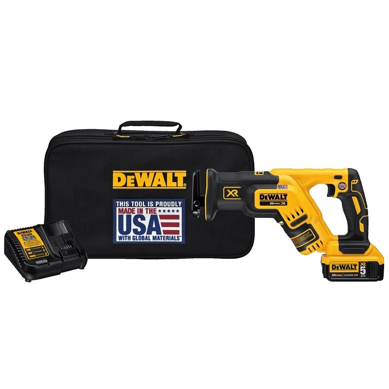 DEWALT DCS367P1 Series Reciprocating Saw Kit, Battery Included, 20 V, 5 Ah, 1-1/8 in L Stroke