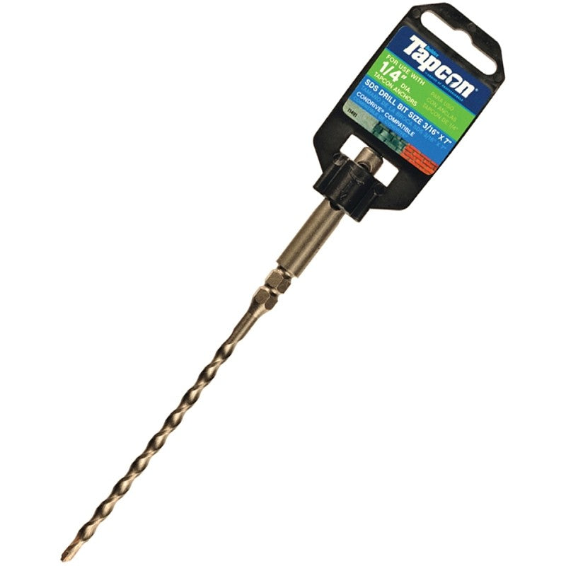 Tapcon 11491 Hammer Drill Bit, 3/16 in Dia, 7 in OAL, Percussion, SDS Shank