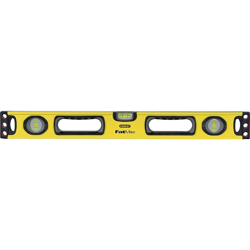 STANLEY 43-524 Box Beam Level, 24 in L, 3-Vial, 2-Hang Hole, Non-Magnetic, Aluminum, Yellow