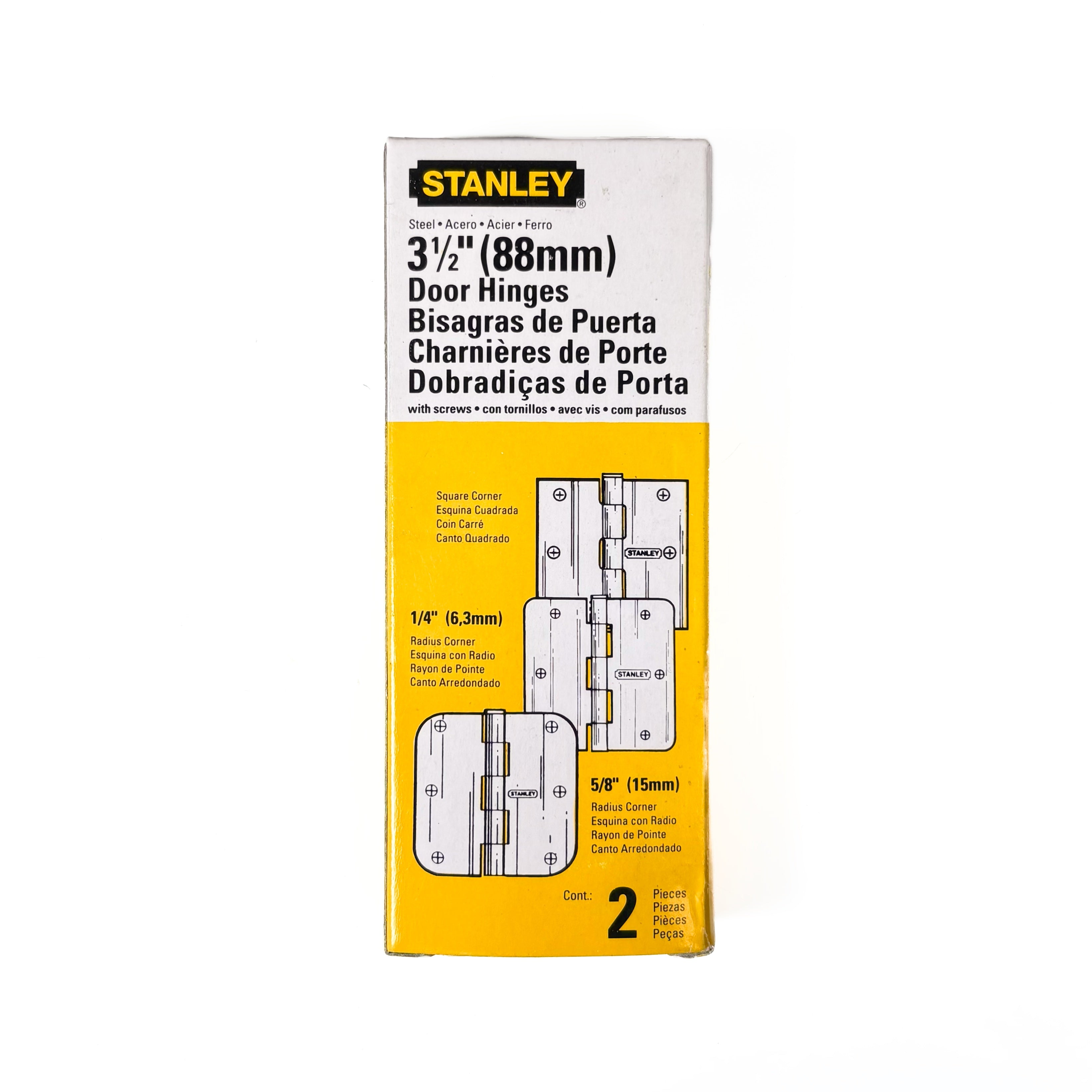 Door Hinges 3-1/2 Inch Square Corner Satin Chrome 2 Pack