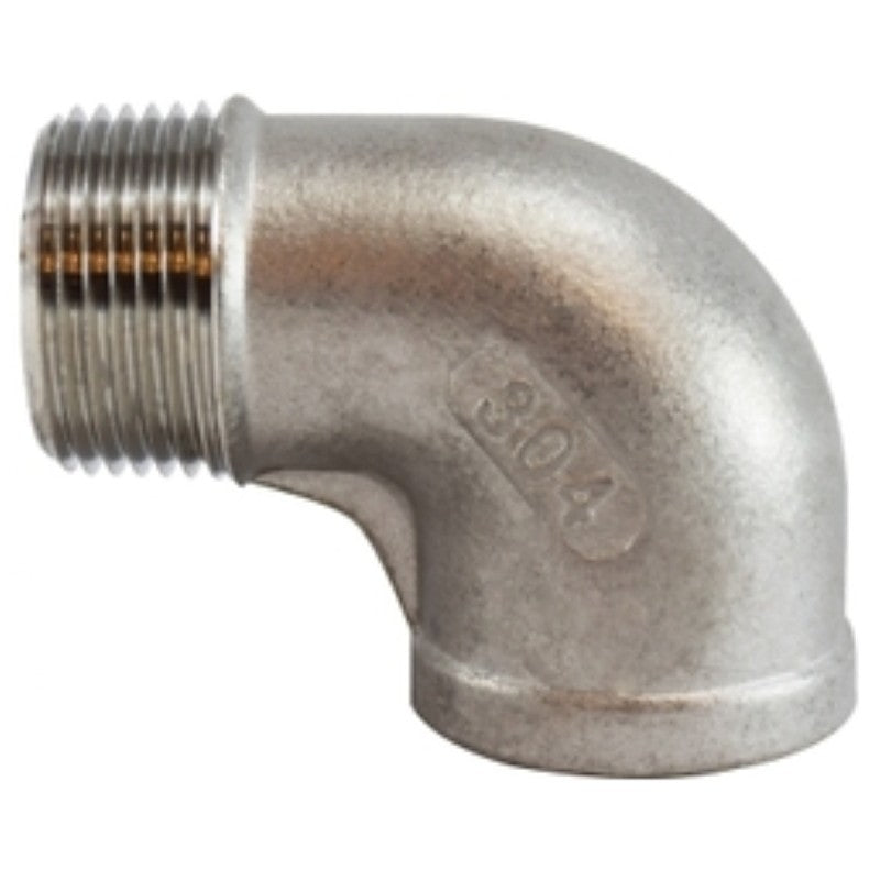 Anderson Metals 62163B Street Pipe Elbow, 1/2 in, Threaded, 90 deg Angle, 304 Stainless Steel, Galvanized