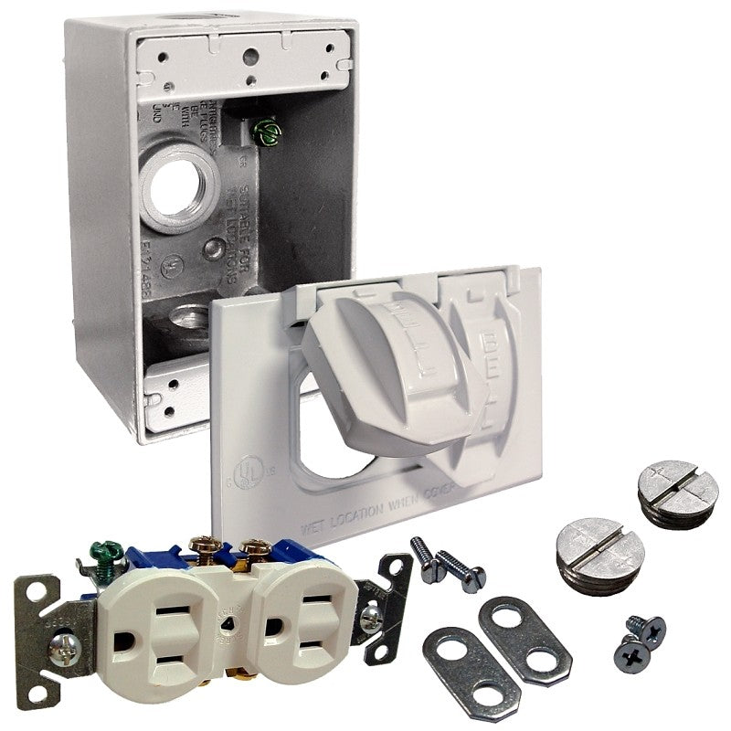 Bell Outdoor 5839-6WRTR Cover Kit, Die-Cast Aluminum, Includes: Box, Cover, Duplex Receptacle, Gasket, Mounting Hardware
