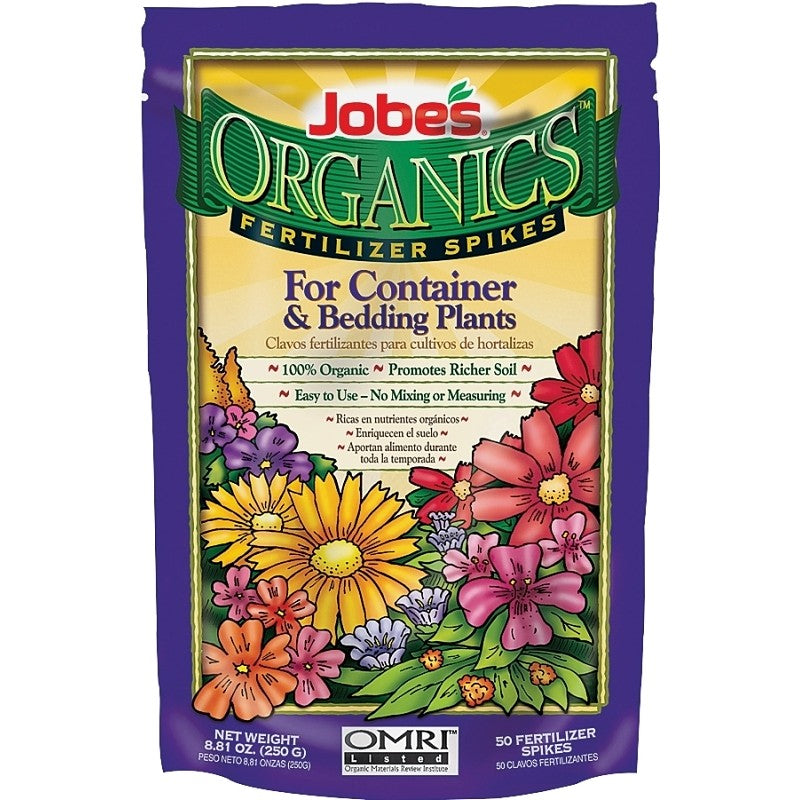 Jobes 6128 Container and Bedding Plant Organic Fertilizer Bag, Spike, 3-5-6 N-P-K Ratio