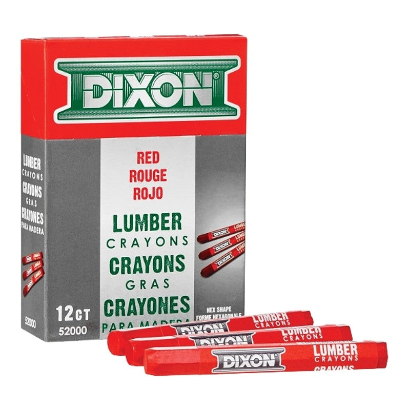 Dixon Ticonderoga 52000 Lumber Crayon, Red, 4-1/2 in L, 1/2 in Dia (Pack of 12)