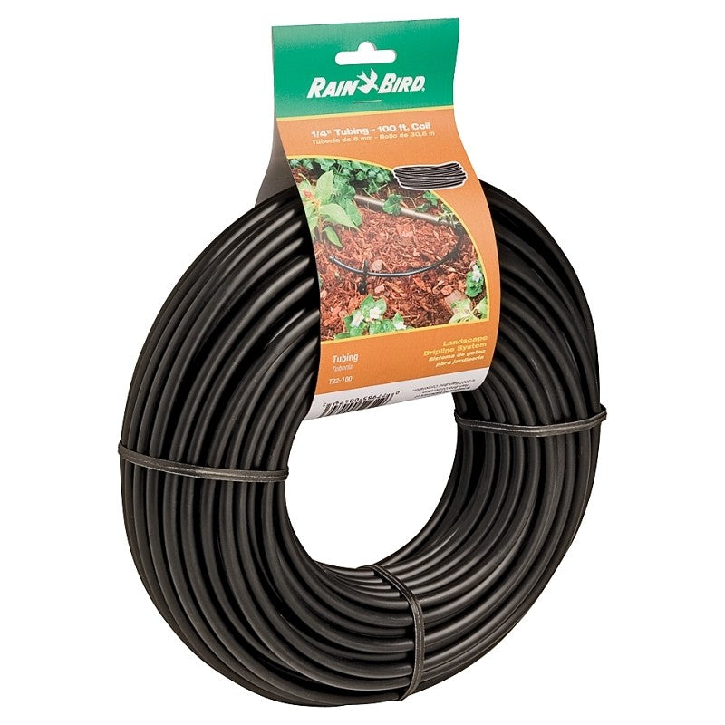 Rain Bird T22-100S Blank Tubing, 0.165 in ID, 100 ft L, Plastic, Black