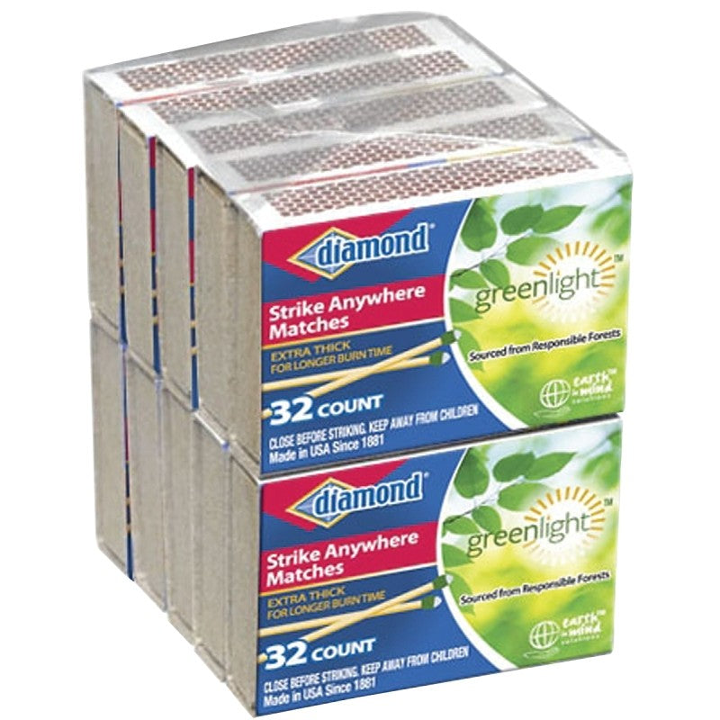 diamond Greenlight 04551 Strike Anywhere Fire Matches, 32-Stick, Aspen Wood Stick (Pack of 24)