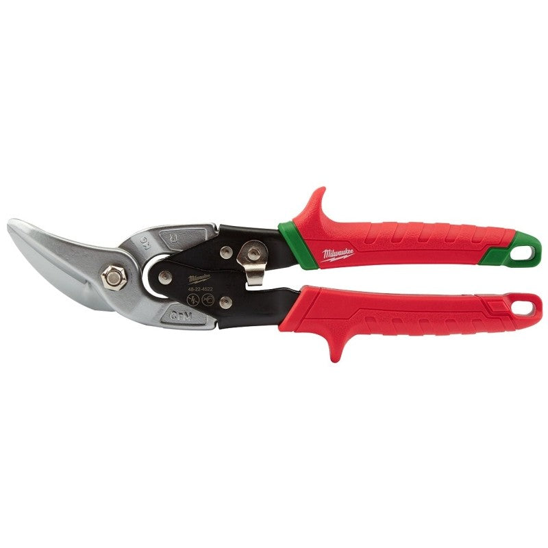 Milwaukee 48-22-4522 Aviation Snip, 10 in OAL, 5 in L Cut, Right Cut, Steel Blade, Ergonomic Handle, Red Handle