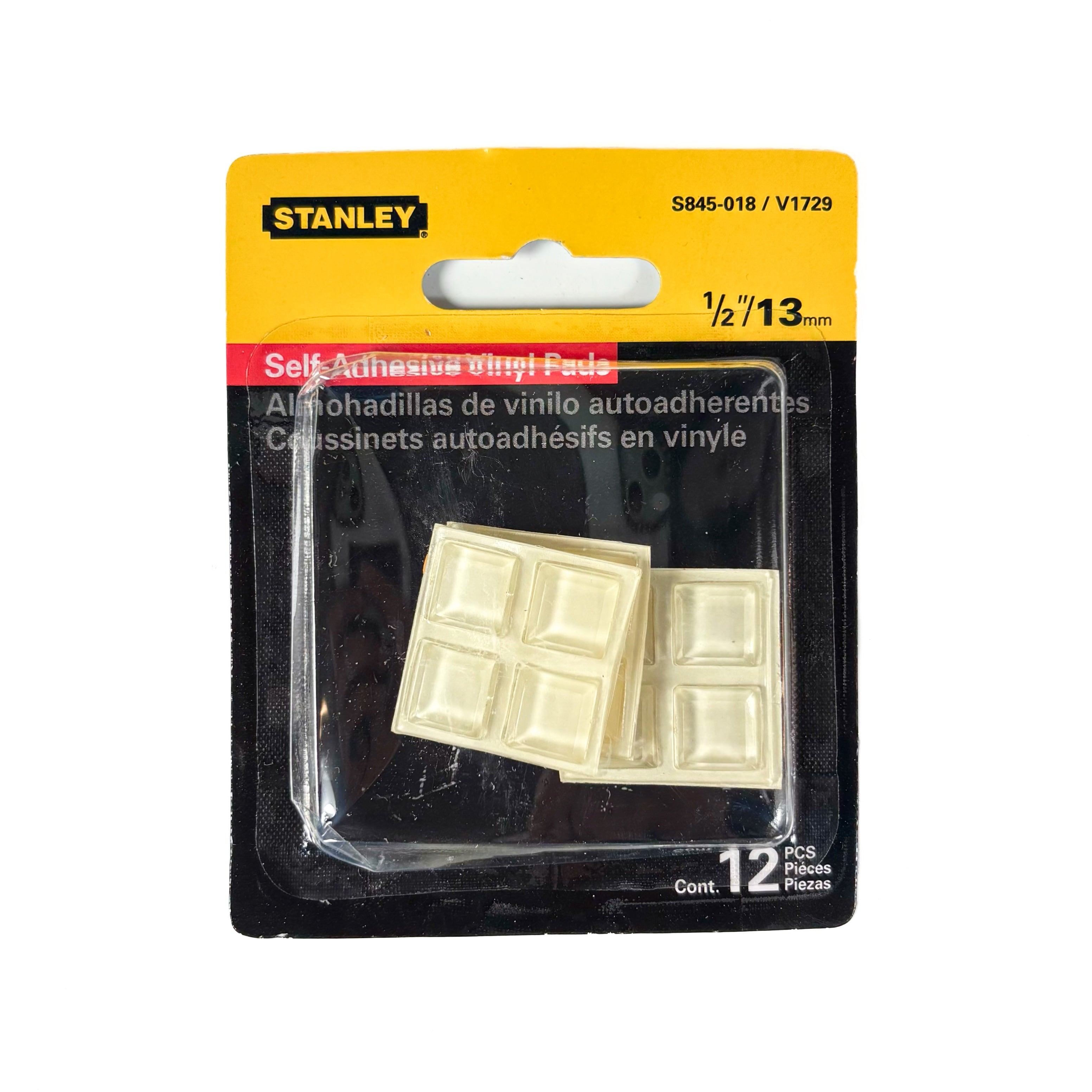 Self Adhesive Pads 1/2 Inch Clear Square Vinyl 12 Pack