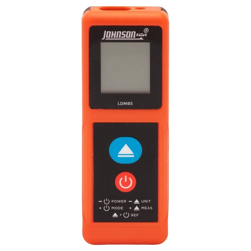 Johnson LDM85 Laser Distance Meter, Functions: Area, Continuous Use, Length, Volume, 2 in to 85 ft, Backlit LCD Display