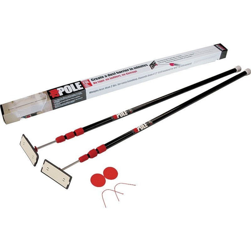 Zipwall ZP2 Dust Barrier Pole, Spring-Loaded, 10 ft L, Stainless Steel, 2/PK