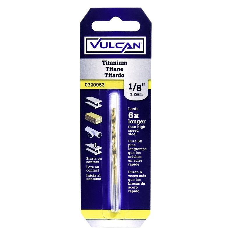 Vulcan 218571OR Jobber Drill Bit, 1/8 in Dia, 2-3/4 in OAL, Straight Shank