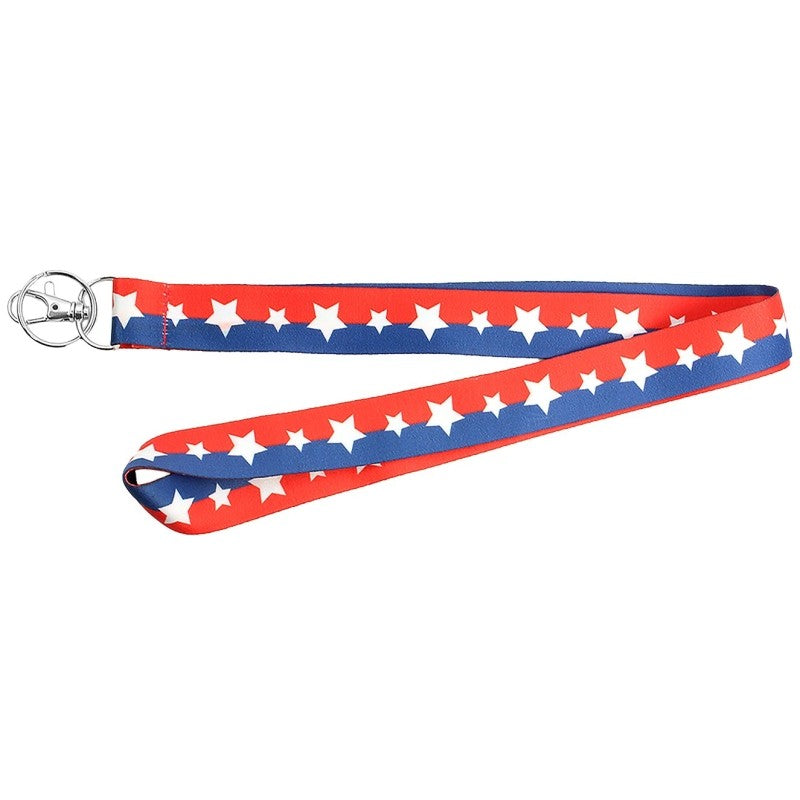 Hy-Ko 2GO Series LAN-103 Lanyard, 18 in L, 1 in W, Polyester, Blue/Red/White, Clip End (Pack of 5)