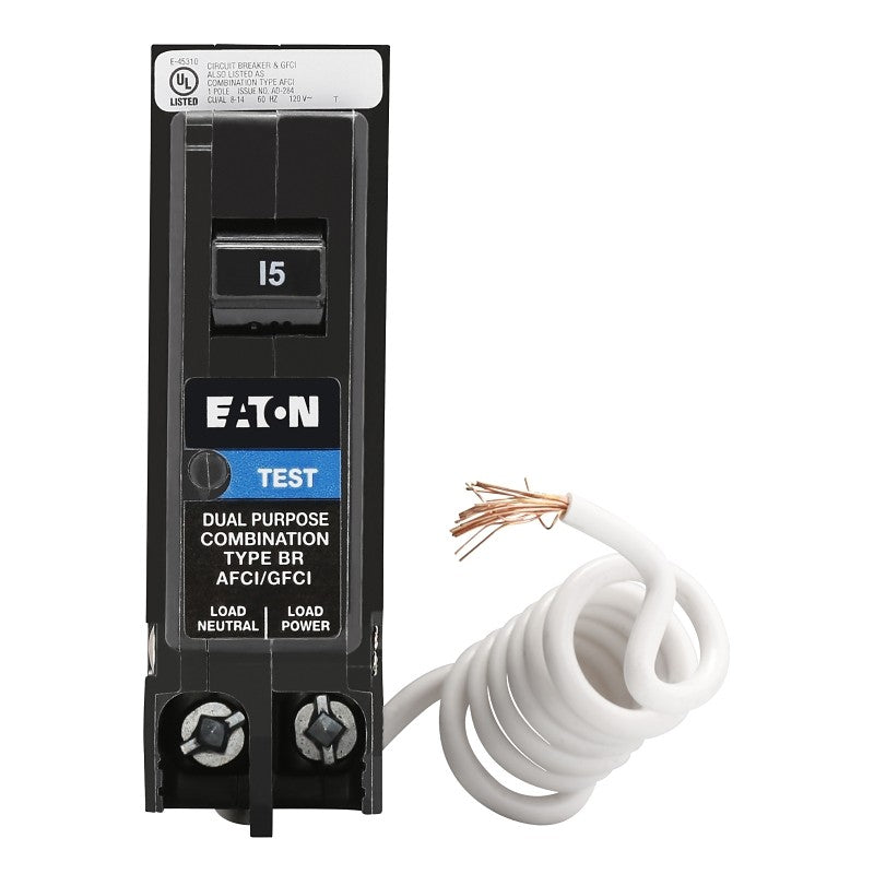 Eaton BRN115DF Circuit Breaker, BR, 15 A, 1-Pole, Plug