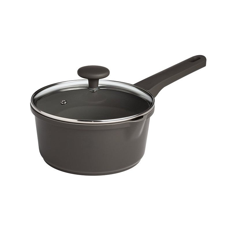 Ecolution Aria Series EH12656-AS Sauce Pan, 2 qt, Aluminum, Charcoal, Comfort-Grip, Soft Touch Handle