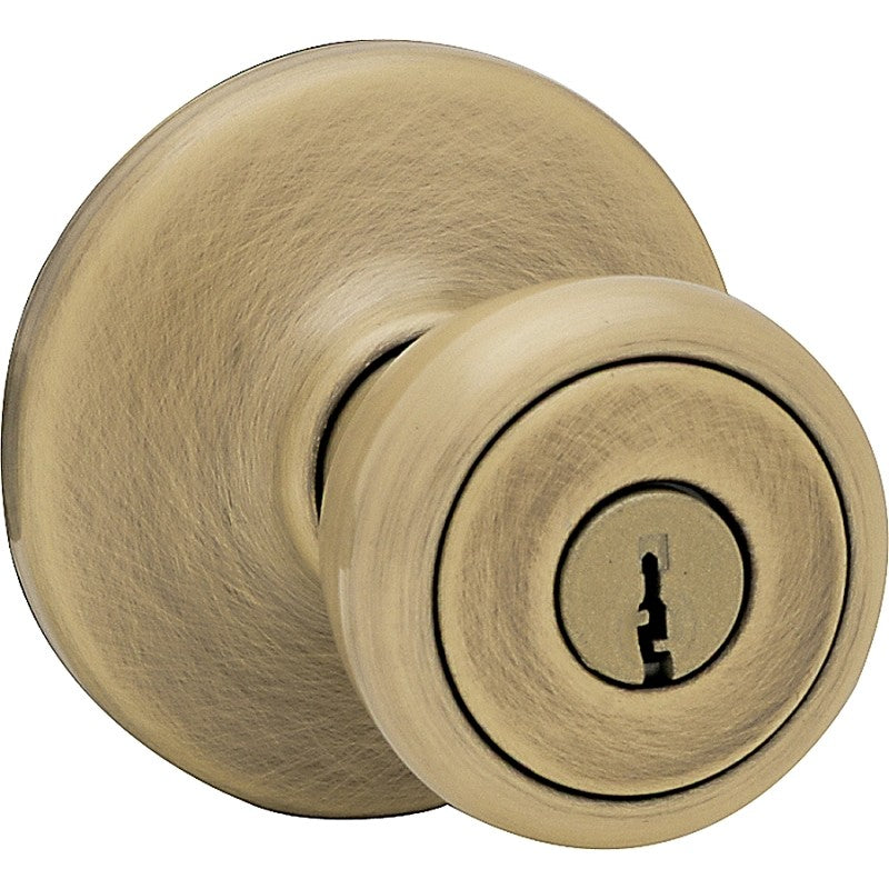 Kwikset 400T 5CPK6 Entry Knob, Antique Brass, K6 Keyway, 3 Grade