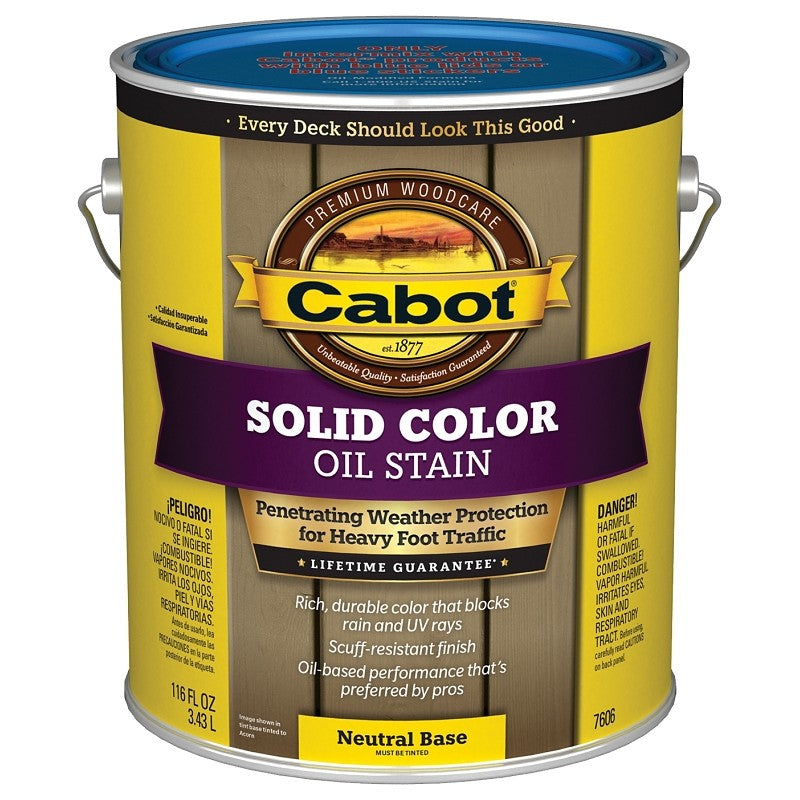 Cabot 140.0007606.007 Decking Stain, Opaque, Neutral Base, Liquid, 1 gal (Pack of 4)