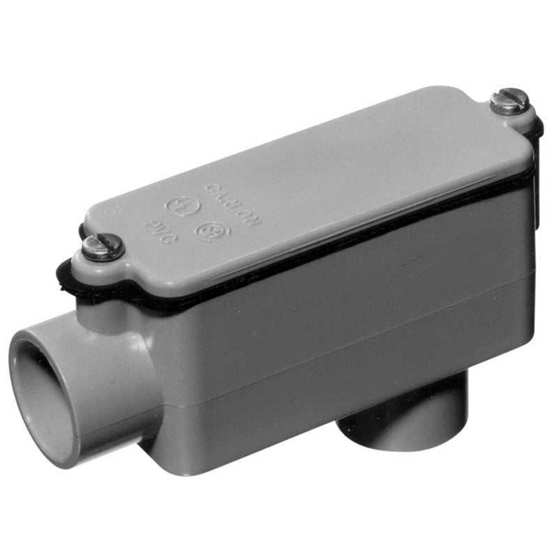 Carlon E986K-CAR Conduit Body, 2-1/2 in Hub, 14-7/8 in OAL, PVC, Gray