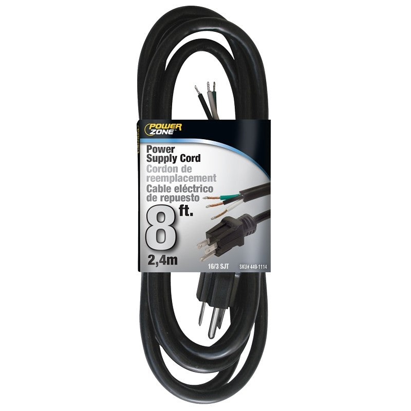 PowerZone OR010608 Power Cord, 8 ft L, 13 A, 125 V, Black