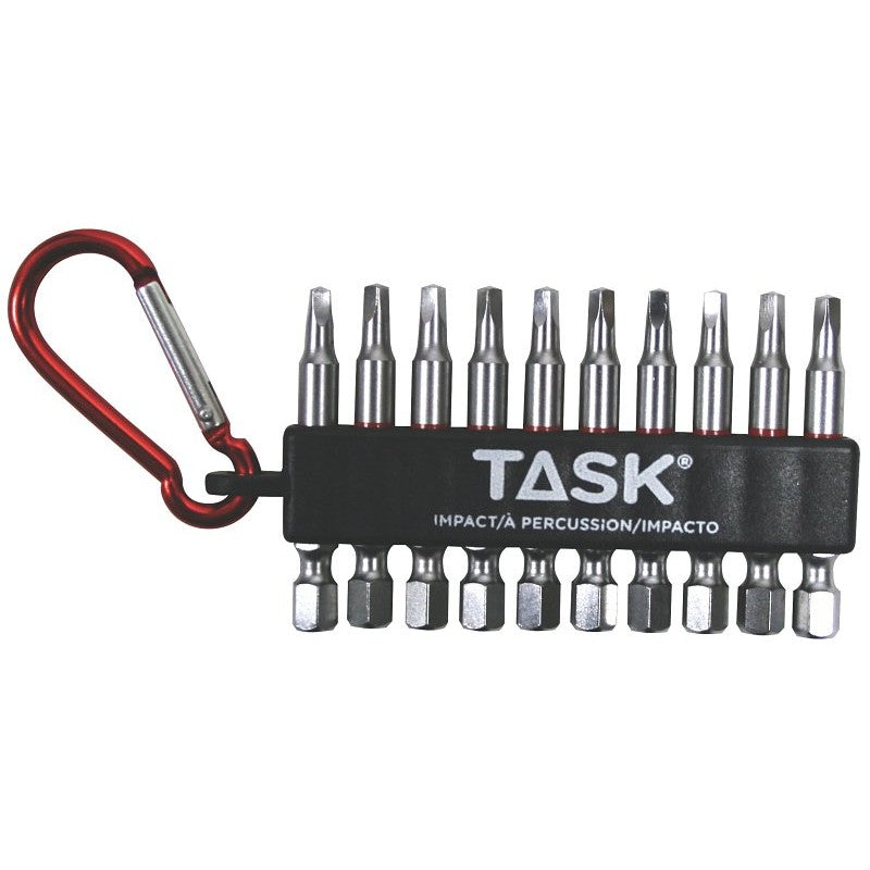 Task T67919 Carabiner Clip Set, 10-Piece, Steel, Includes: (10) #2 Robertson Impact Carabiner Clips