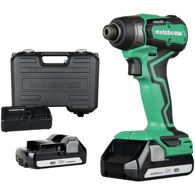 Metabo HPT WH18DDXM Impact Driver Kit, Battery Included, 18 V, 1.5 Ah, 1/4 in Drive, Hex Drive, 4000 bpm IPM