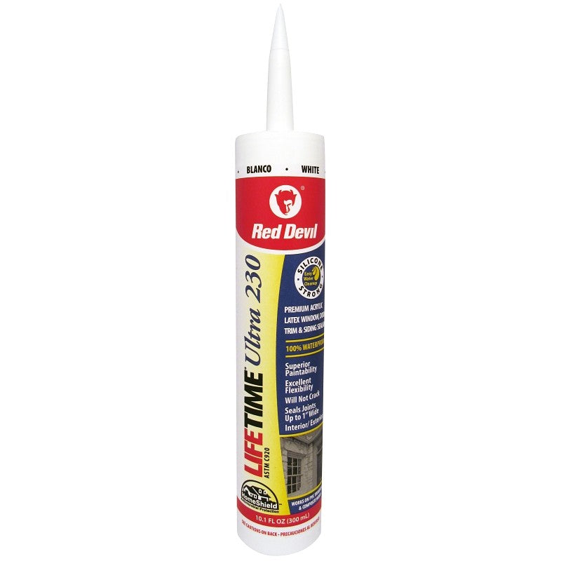 Red Devil Lifetime 0770 Acrylic Sealant, White, 40 to 90 deg F, 10.1 fl-oz Cartridge (Pack of 12)