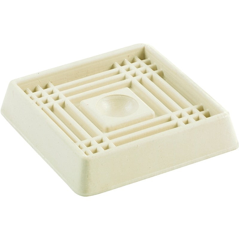 Shepherd Hardware 9166 Caster Cup, Square, 2 in Dimensions, Rubber, Off-White, 4/PK (Pack of 6)