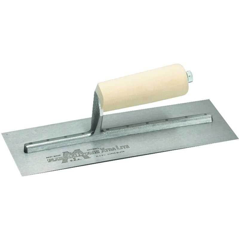 Marshalltown 12 Drywall Trowel, 4-1/2 in W Blade, 11 in L Blade, HCS Blade, Straight Handle, Hardwood Handle