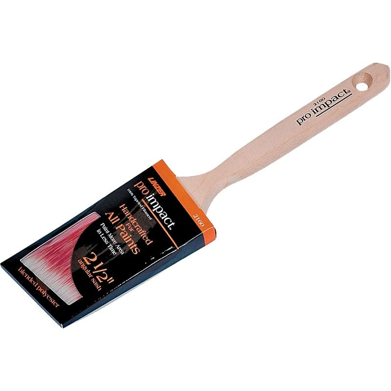 Linzer WC 2160-2.5 Paint Brush, Natural, Wood Handle, 2-1/2 in W, Angle Brush, 2-3/4 in L Bristle, Polyester Bristle