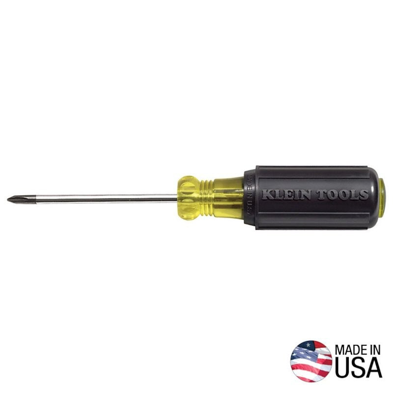 Klein Tools 603-3 Screwdriver, #1 Drive, Phillips Drive, 6-3/4 in OAL, 3 in L Shank, Rubber Handle, Cushion-Grip Handle