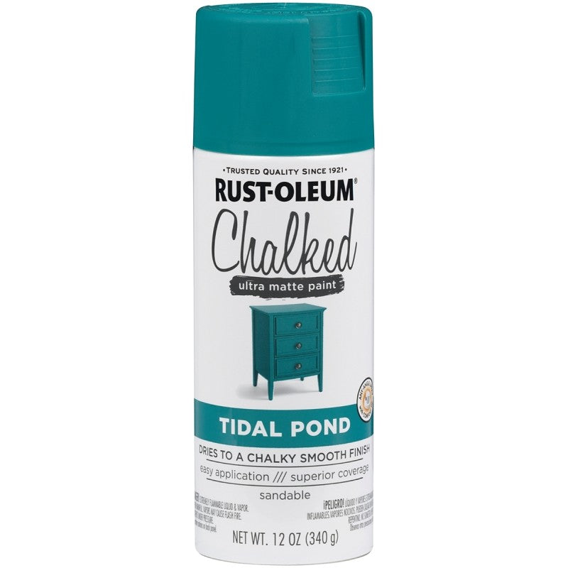 Rust-Oleum 302597 Chalk Spray Paint, Ultra Matte, Tidal Pond, 12 oz, Can