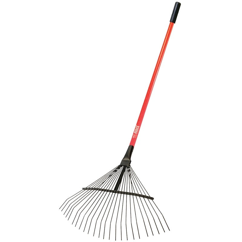 BULLY Tools 92312 Thatching and Leaf Rake, Steel Tine, 24-Tine, Fiberglass Handle, 50 in L Handle