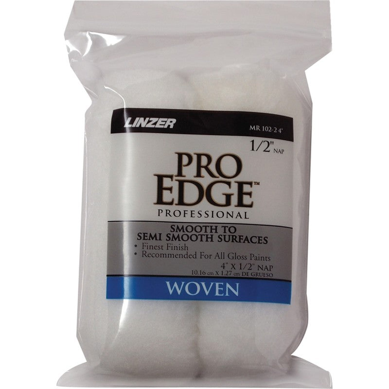 Linzer MR 102-2 4IN Roller Cover, White, 1/2 in Thick Nap, 4 in L, Woven Fabric Cover