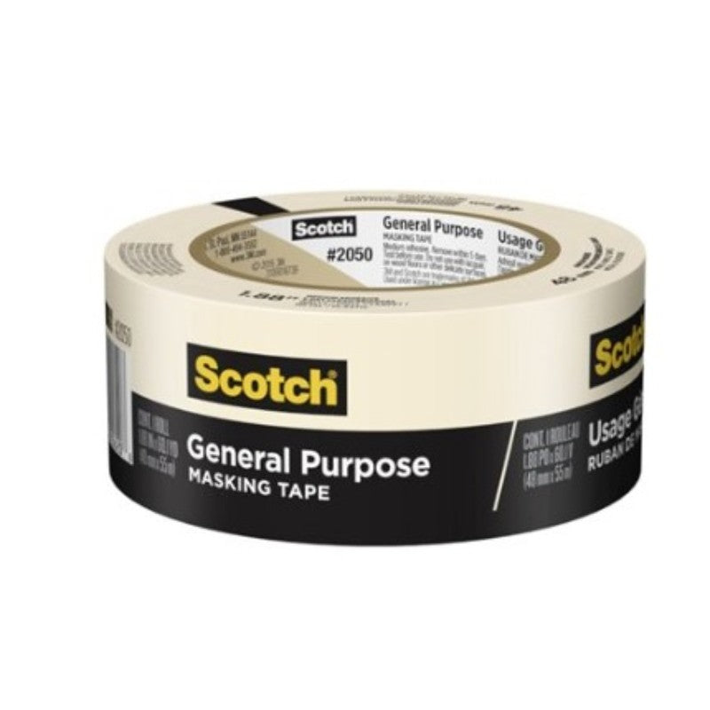 Scotch Greener 2050-48A Masking Tape, 60.1 yd L, 2 in W, Paper Backing, Beige
