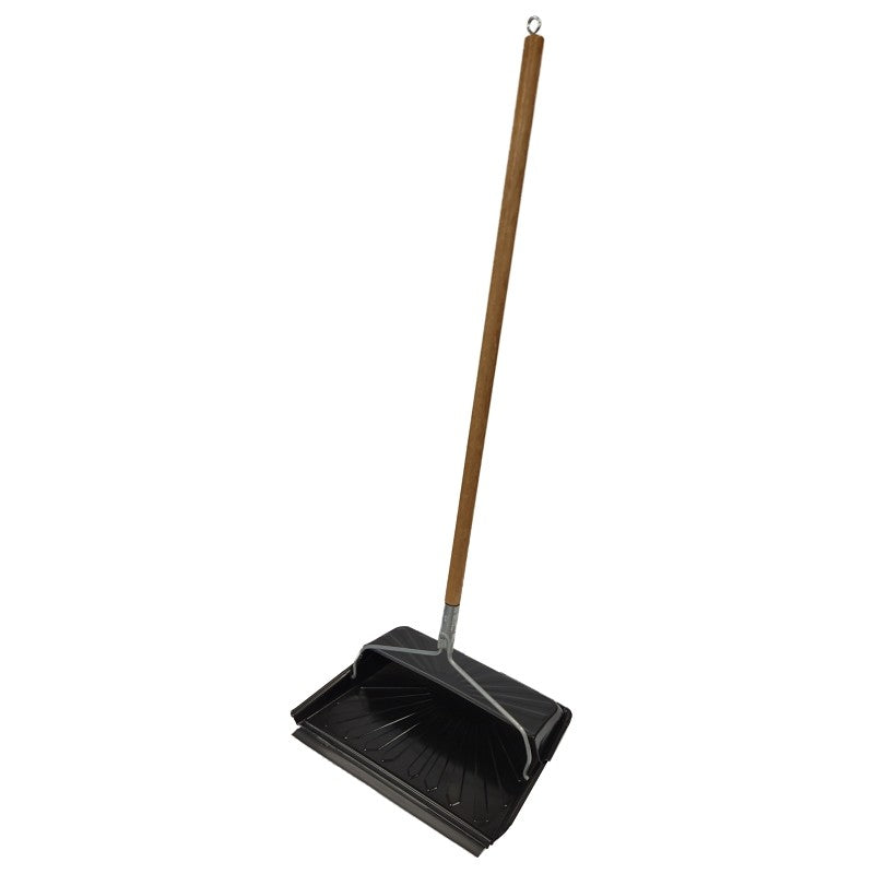 Fulton 20247 Hooded Dustpan, 11-3/4 in L, 7-7/8 in W, Rubber/Steel, Black, Baked Enamel