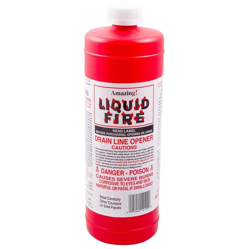 Liquid Fire LF-Q-12 Drain Opener, Liquid, Dark Amber, Slight Pungent, 32 oz Bottle (Pack of 12)