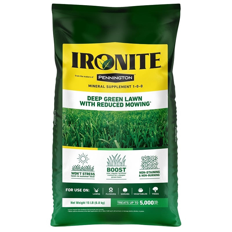 Ironite 100544883 Mineral Supplement 1-0-0 Fertilizer, 15 lb, Granular, 1-0-0 N-P-K Ratio