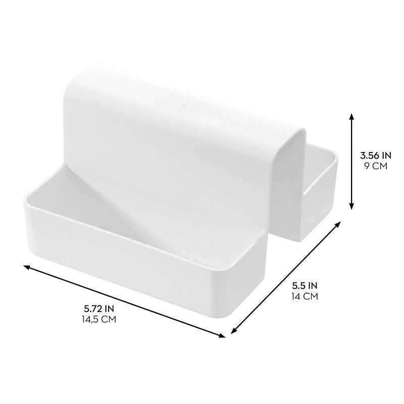 iDESIGN 23039 Sink Caddy Saddle, 5-1/2 in L, 5.72 in W, 3.56 in H, Polypropylene, White, 2-Compartment (Pack of 4)
