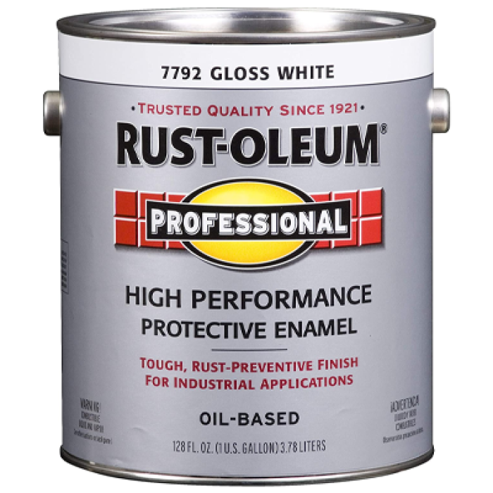 Rust-Oleum 7792402 Enamel Paint, Oil, Gloss, White, 1 gal, Can, 230 to 390 sq-ft/gal Coverage Area