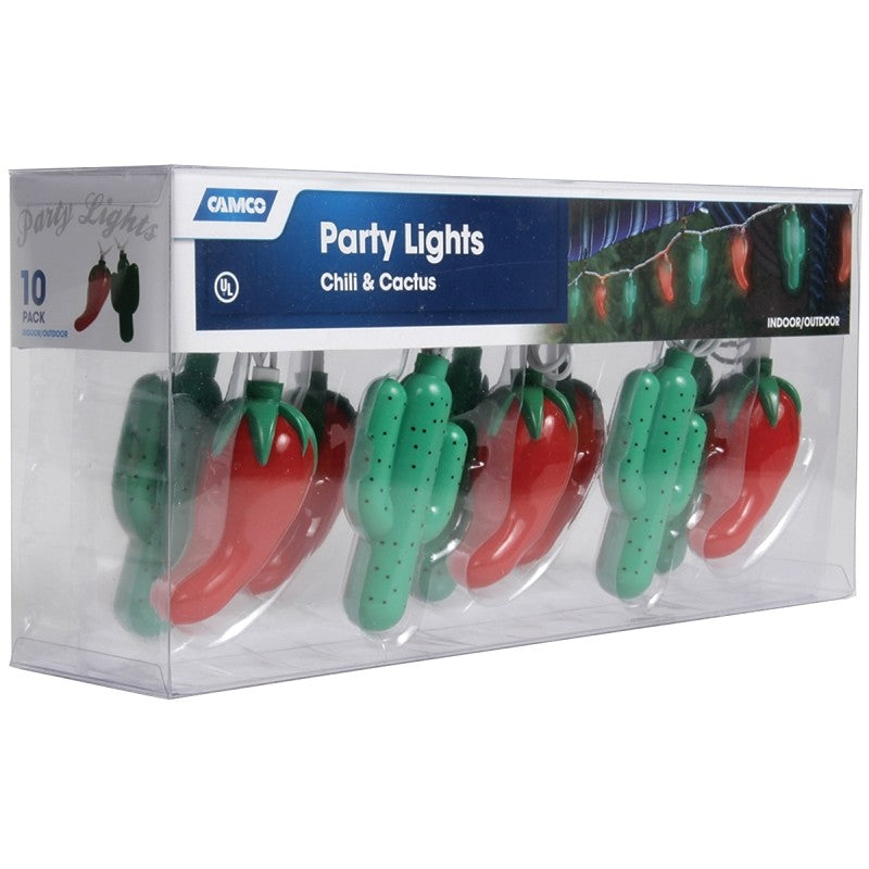 Camco USA 42659 Party Light, 120 V, 10-Lamp, Includes: (1) Spare Fuse, (2) Spare Bulbs