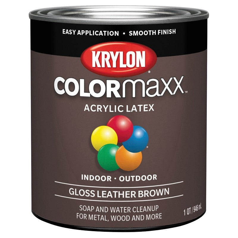 Krylon K05622007 Paint, Gloss, Leather Brown, 32 oz, 100 sq-ft Coverage Area