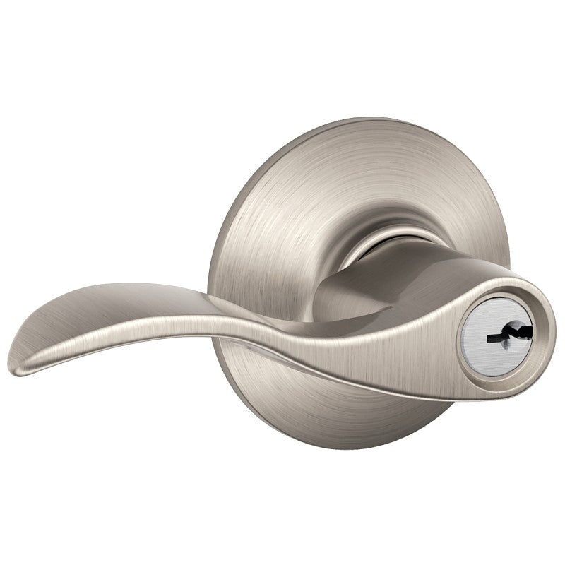 Schlage Accent Series F51A V ACC 619 Entry Lever, Mechanical Lock, Satin Nickel, Metal, 2 Grade