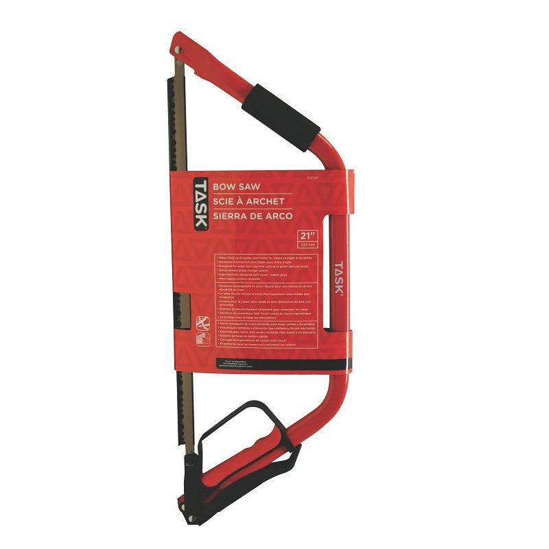 Task T22301 Bow Saw, 21 in L Blade, Steel Blade, Rubber Handle, Soft Touch Handle