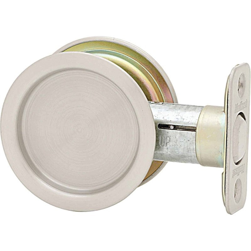 Kwikset 33426DROUNDPOCKET Passage Door Pull, Satin Chrome, 2-3/8 in Backset