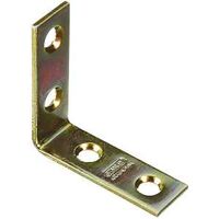 Corner Braces 1-1/2 By 5/8 By 0.08 Inch Brass Finish Steel 4 Pack