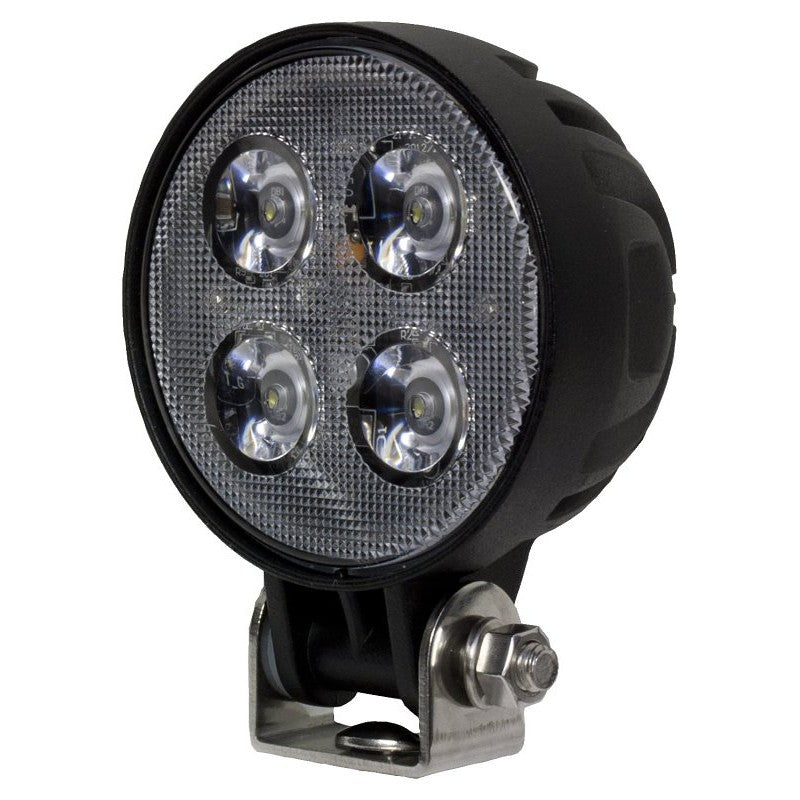PM V912-MV Round Work Light, 0.61/1.11 A, 12/24 V, 4-Lamp, LED Lamp, 900 Lumens Lumens, 6500 K Color Temp, Black
