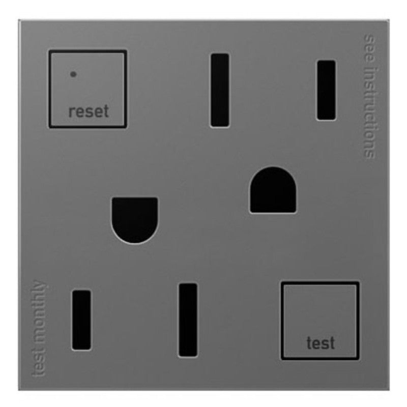 Legrand adorne AGFTR2152M4 GFCI Outlet, 125 VAC, 15 A, NEMA: NEMA 5-15R, Magnesium